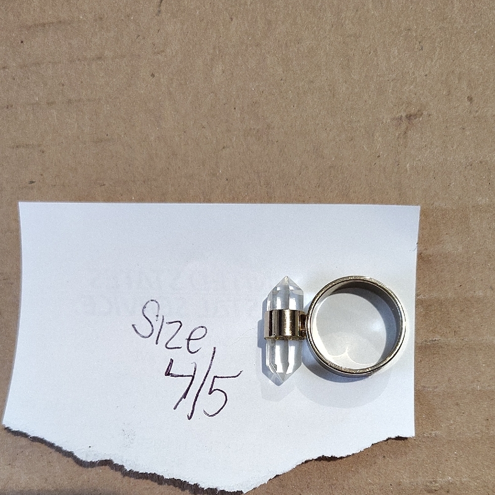 Crystal Point Ring with Silver Band - Clear Crystal